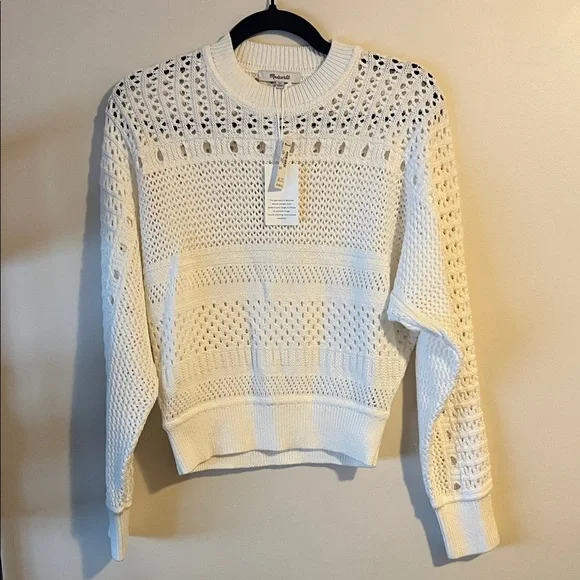 NWT Madewell XS Open-Stitch Cotton Pullover Sweater - Picture 8 of 14